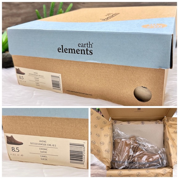 NIB Earth Elements Avens Slip On Chelsea Ankle Bootie Camel Suede 8M 39 - Picture 12 of 13